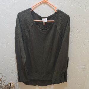 Knox Rose Dark Green Lace Accent Top